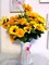 2 Bunches Artificial Sunflowers Flowers and 2 Bunches Artificial Marigold Flower